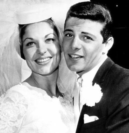 Kathryn Diebel with her husband Frankie Avalon on their wedding day